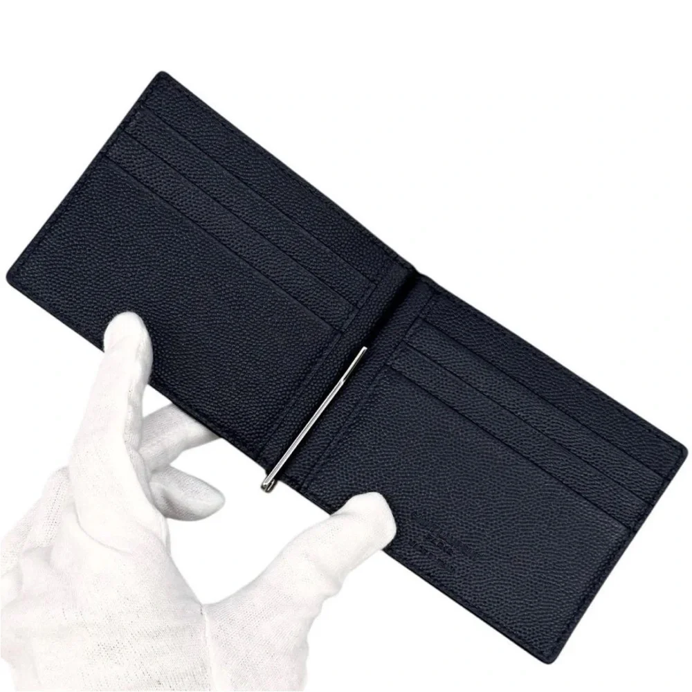 Saint Laurent Black Textured Money Clip